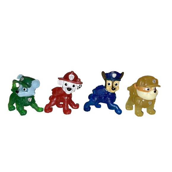 Paw Patrol The Movie Mini Figures Translucent Neon Rocky Chase Rubble Marshall - Picture 1 of 5